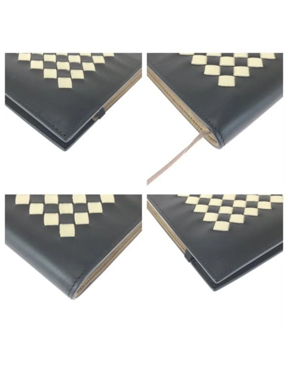 Bottega Veneta Intrecha Top Black White Leather No Top Book Cover Notebook